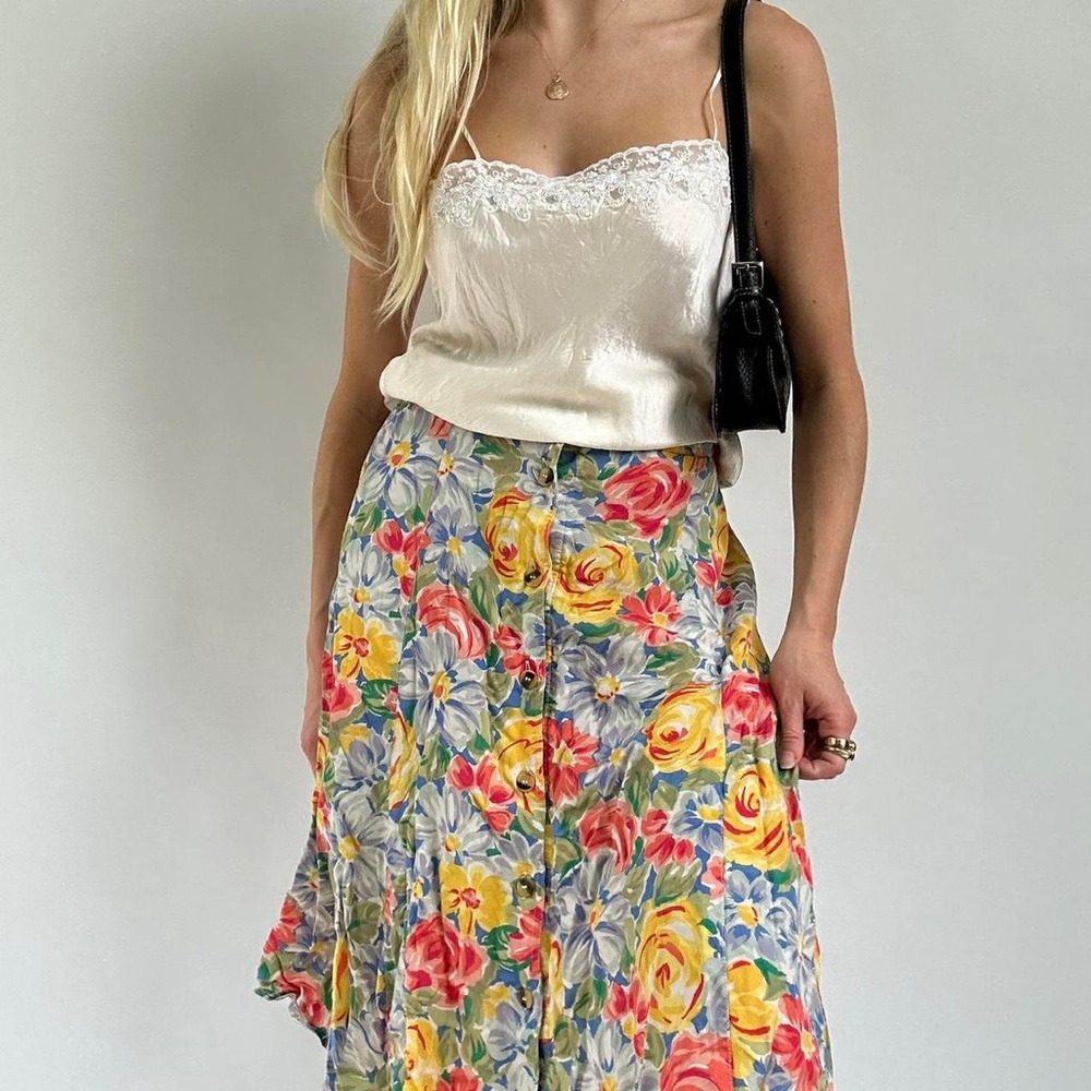 Vintage Liz Claiborne 80’s Maximalist Floral Classic A-Line Petite SkirtSize 4